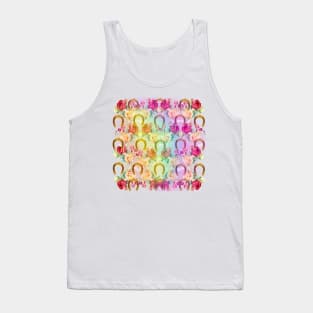 Pattern. Roses, Rainbow and Gold Horseshoes Tank Top